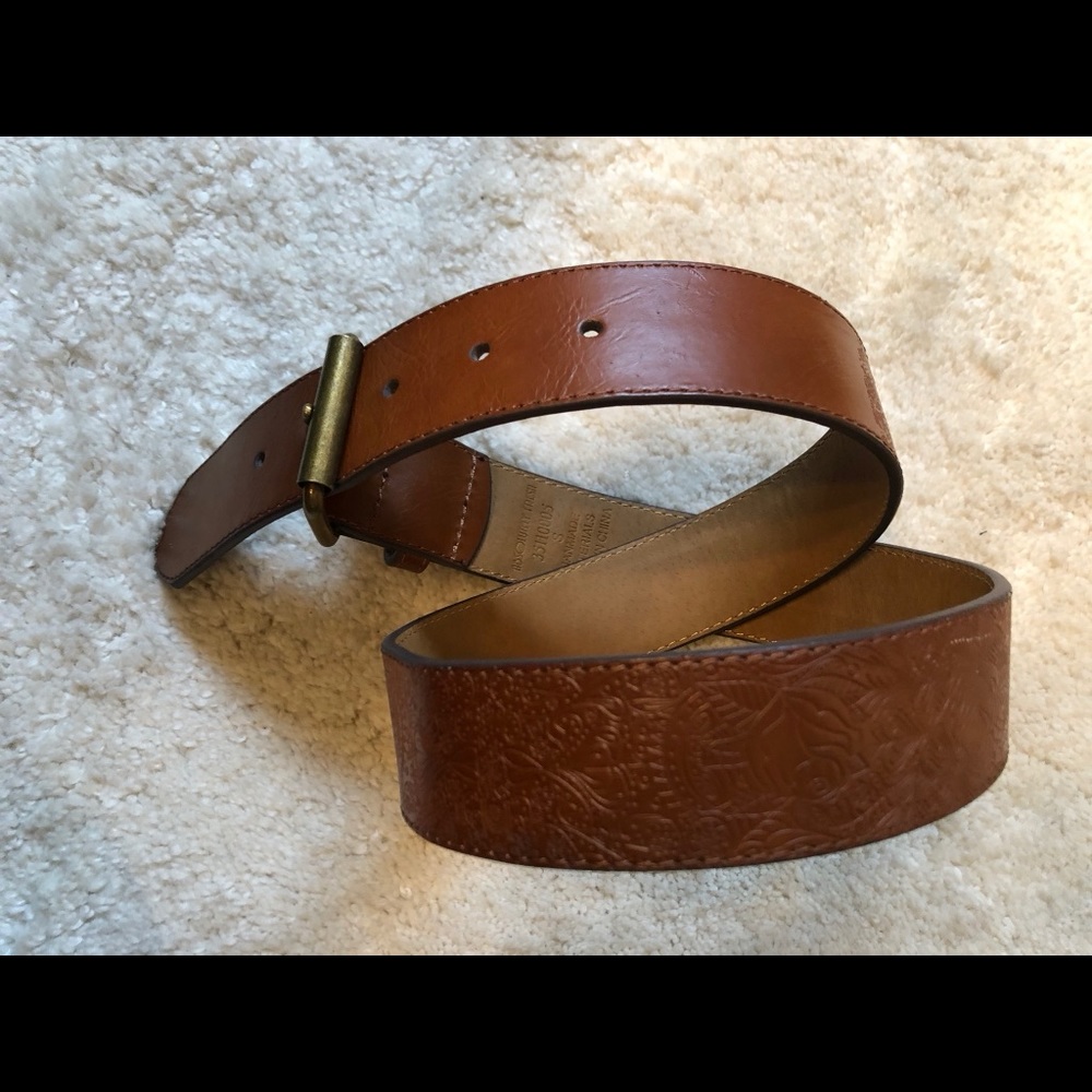 Leather Belt with Floral Pattern